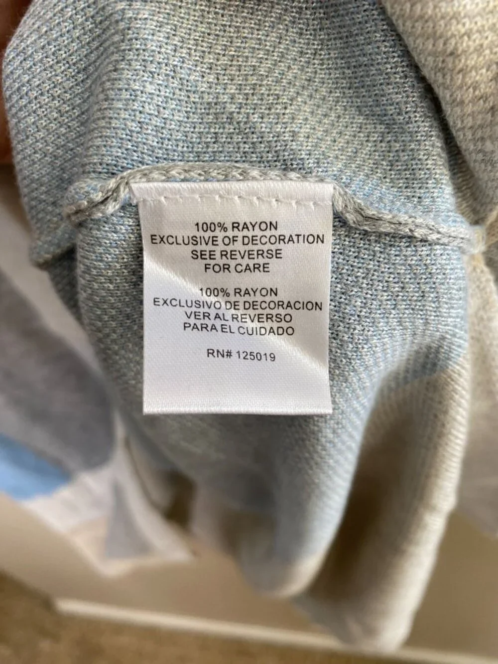 NWT Joseph A. Womens Geometric Poncho Sweater L Button Detail Pastel Blue/Gray - Picture 5 of 7